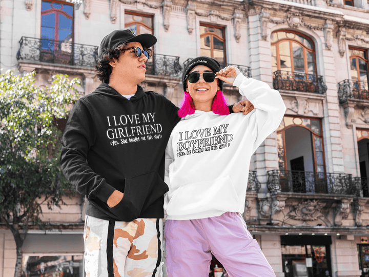 Funny Relationship Midweigh Hoodie I love my Boyfriend/Girlfriend (Yes he/she Bought me This Shirt) - TopKoalaTee