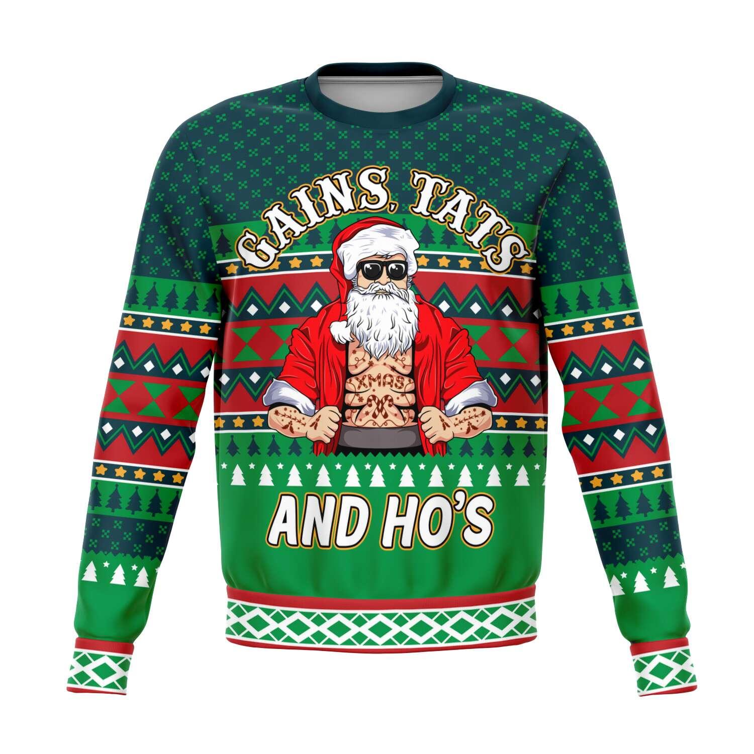 Gains Tats and Ho's Unisex Ugly Christmas Sweatshirt