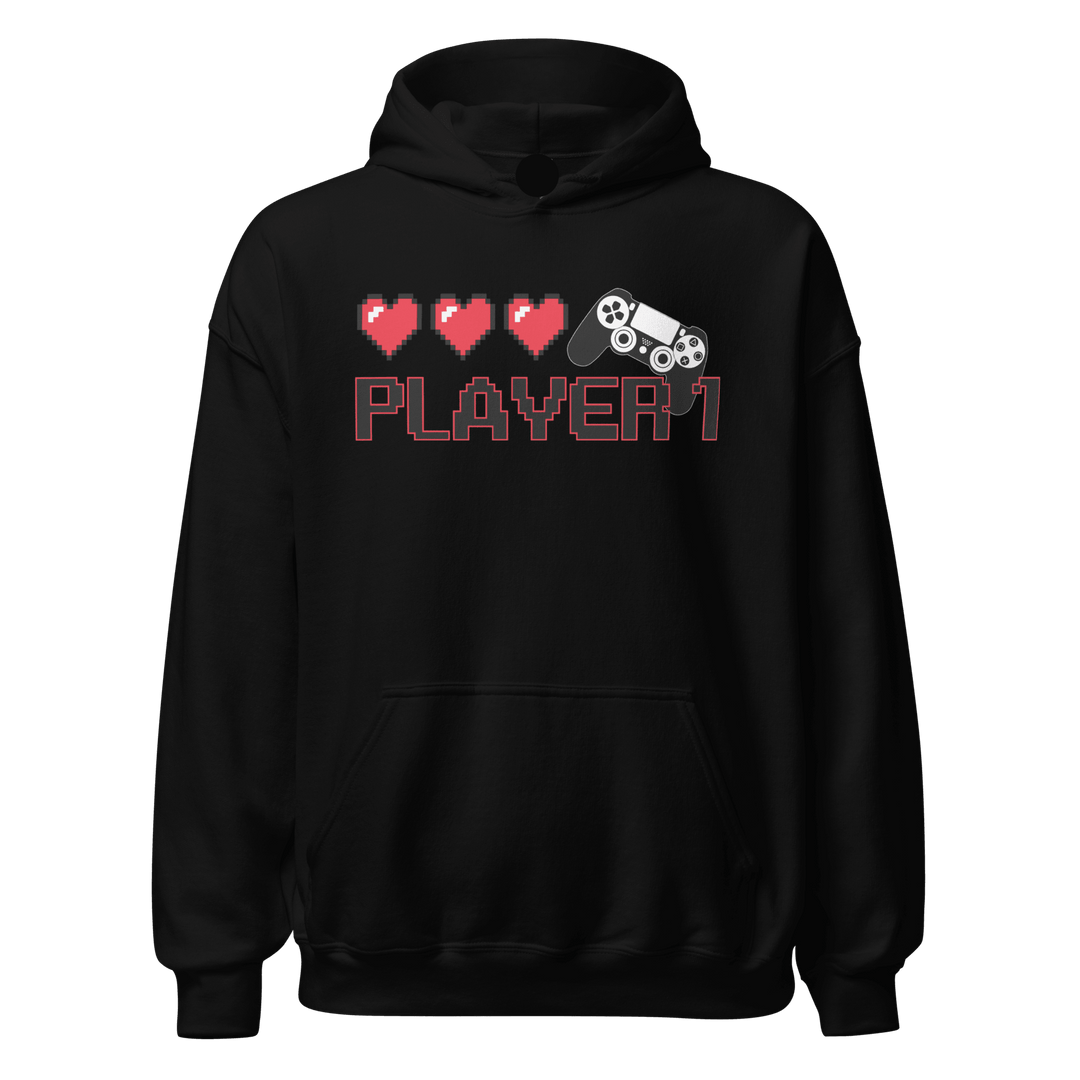 Gamer Hearts Player 1 / Player 2 Ultra Soft Blended Cotton Midweight Pullover Hoddie Set - TopKoalaTee