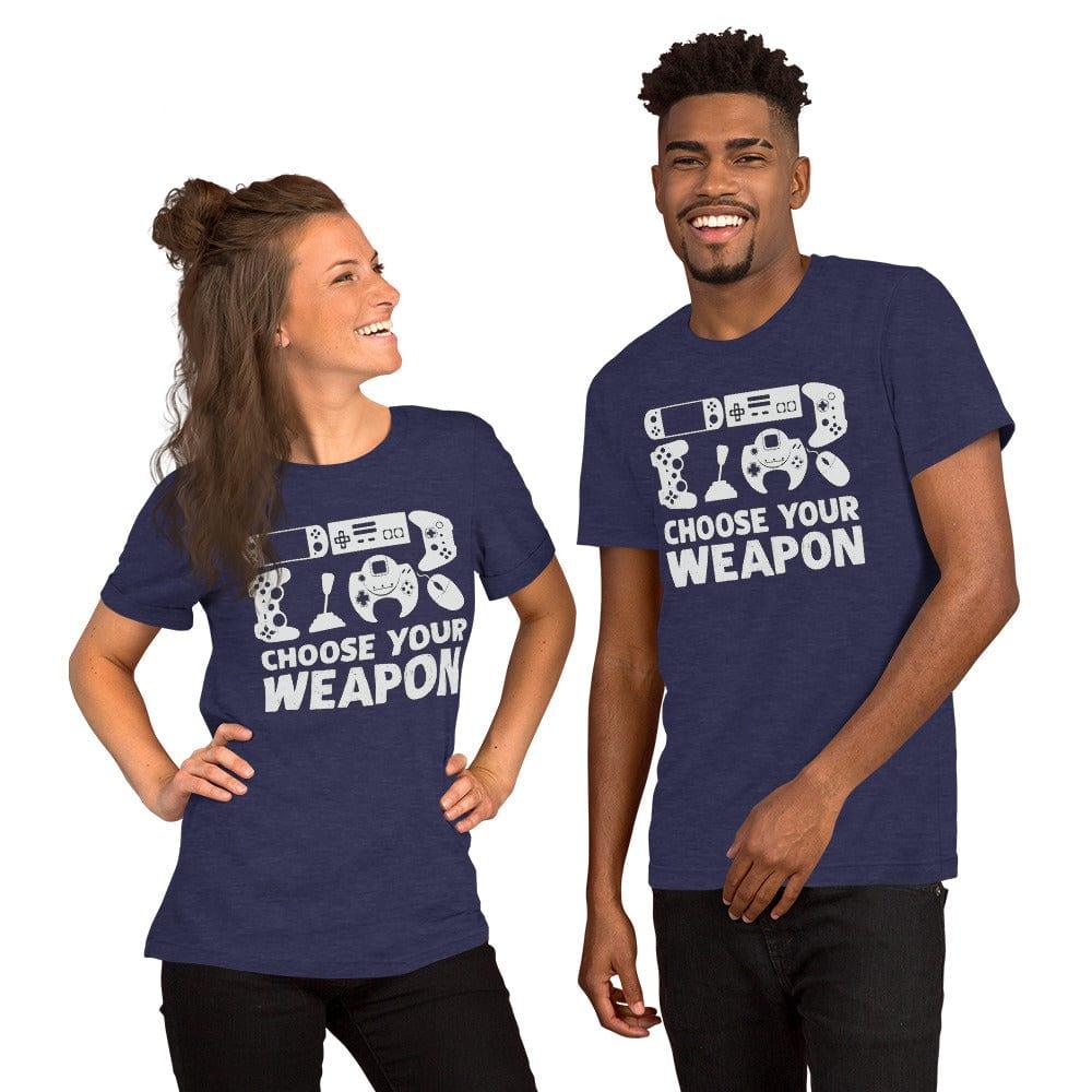 Gamer T-Shirt Choose Your Weapon Multiple Game Controllers Short Sleeve Unisex Top - TopKoalaTee