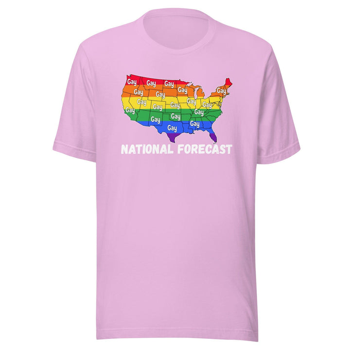 Gay Pride T-shirt US Map Showing National Forecast Gay For all States Short Sleeve Unisex Top - TopKoalaTee