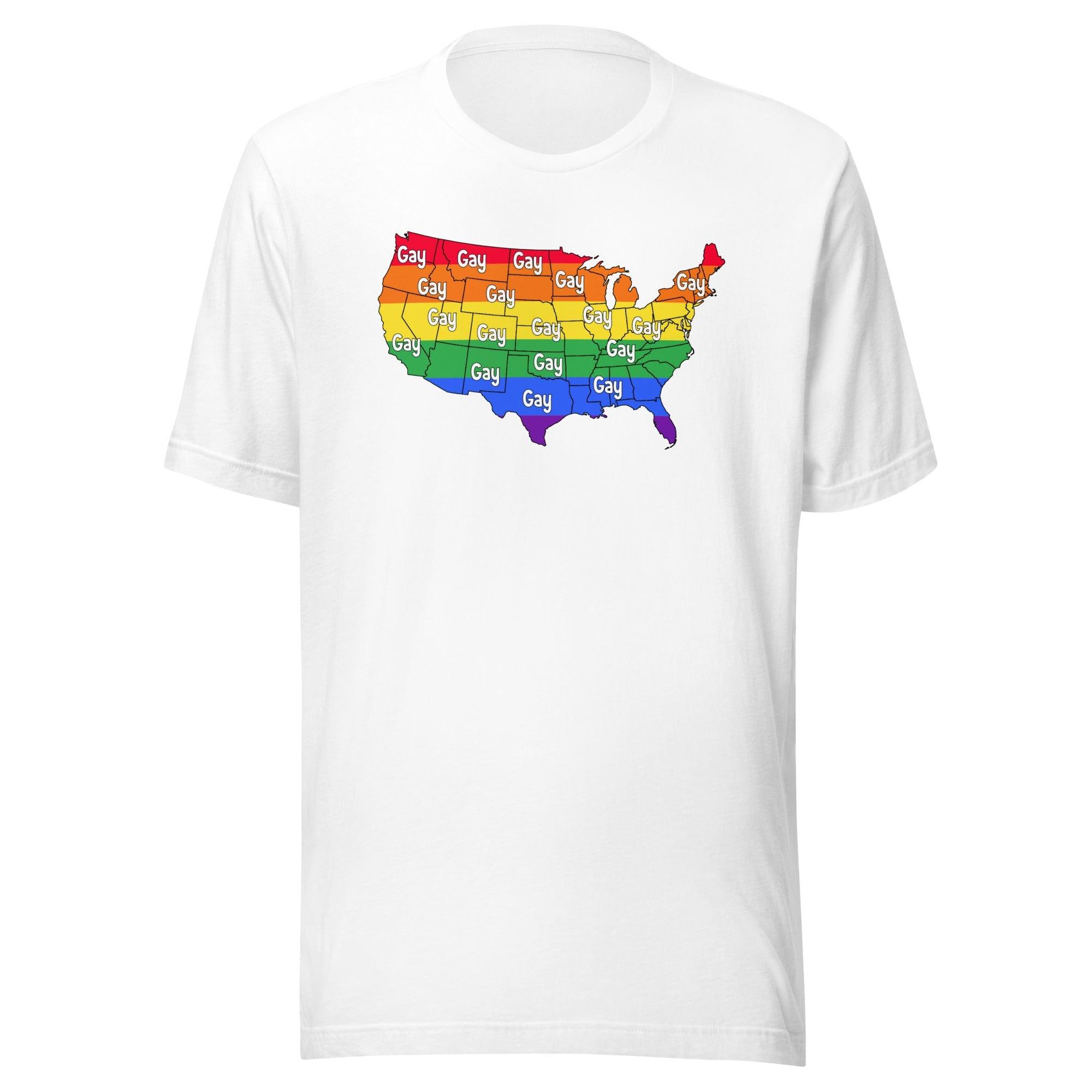 Gay Pride T-shirt US Map Showing National Forecast Gay For all States Short Sleeve Unisex Top - TopKoalaTee