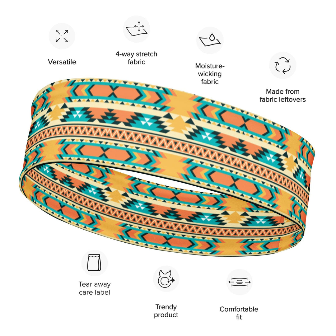 Gold and Turquoise Native American Quick Dry Headband - TopKoalaTee