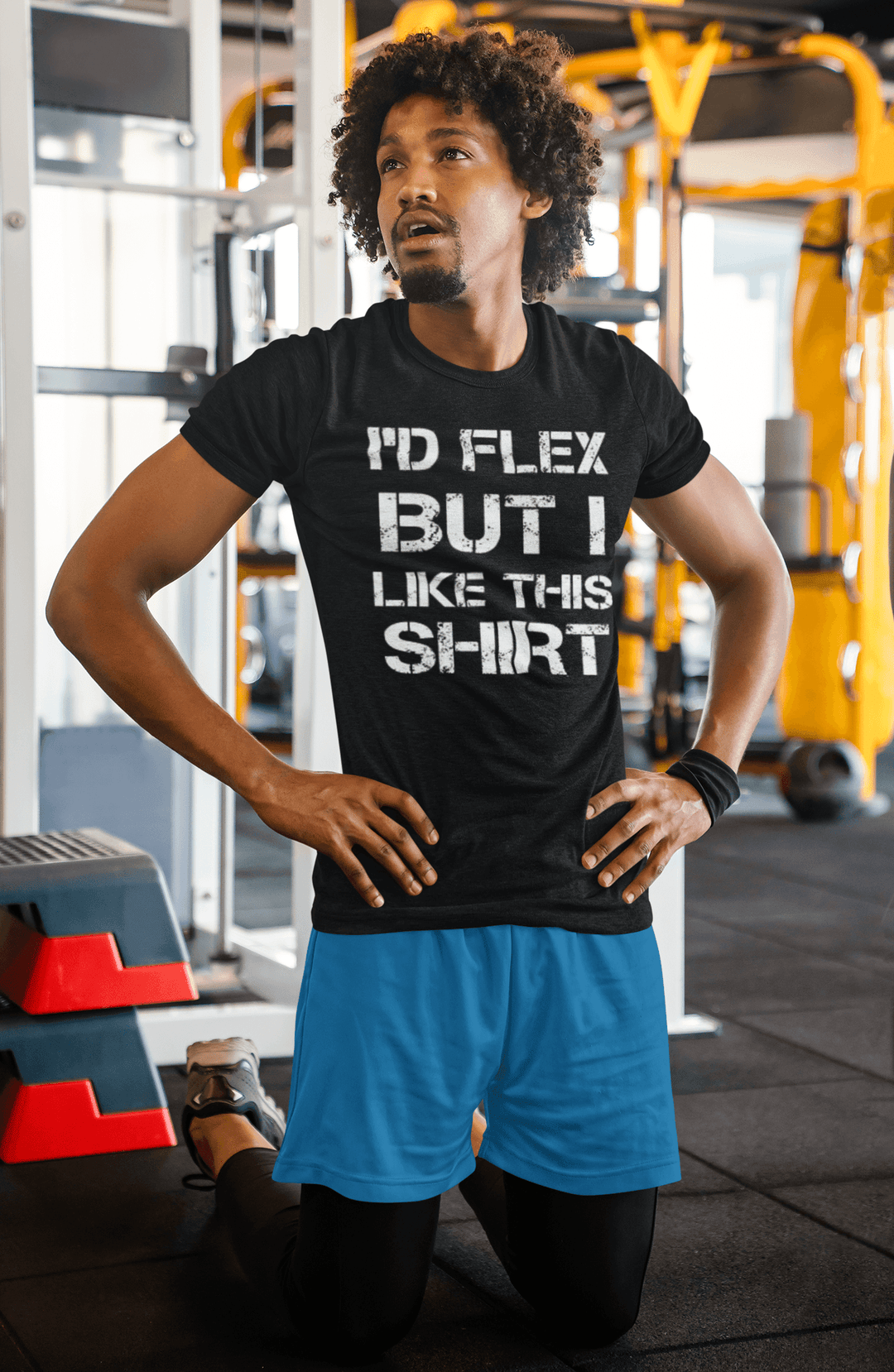 Gym T-shirt I'd Flex But I Like This Shirt Ultra Soft Cotton Short Sleeve Crew Neck Top - TopKoalaTee