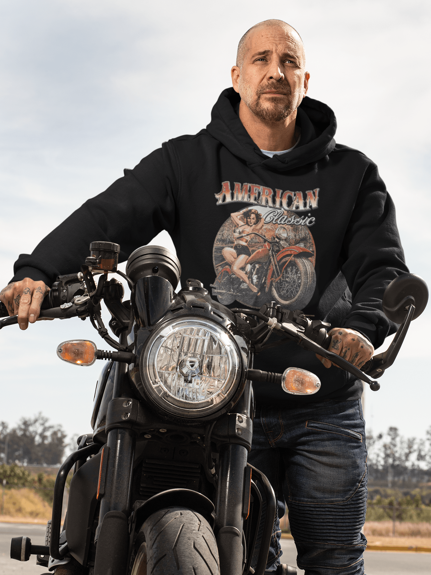 Motorcycle Hoodie American Classic Live to Ride Midweight Top Koala Pullover - TopKoalaTee