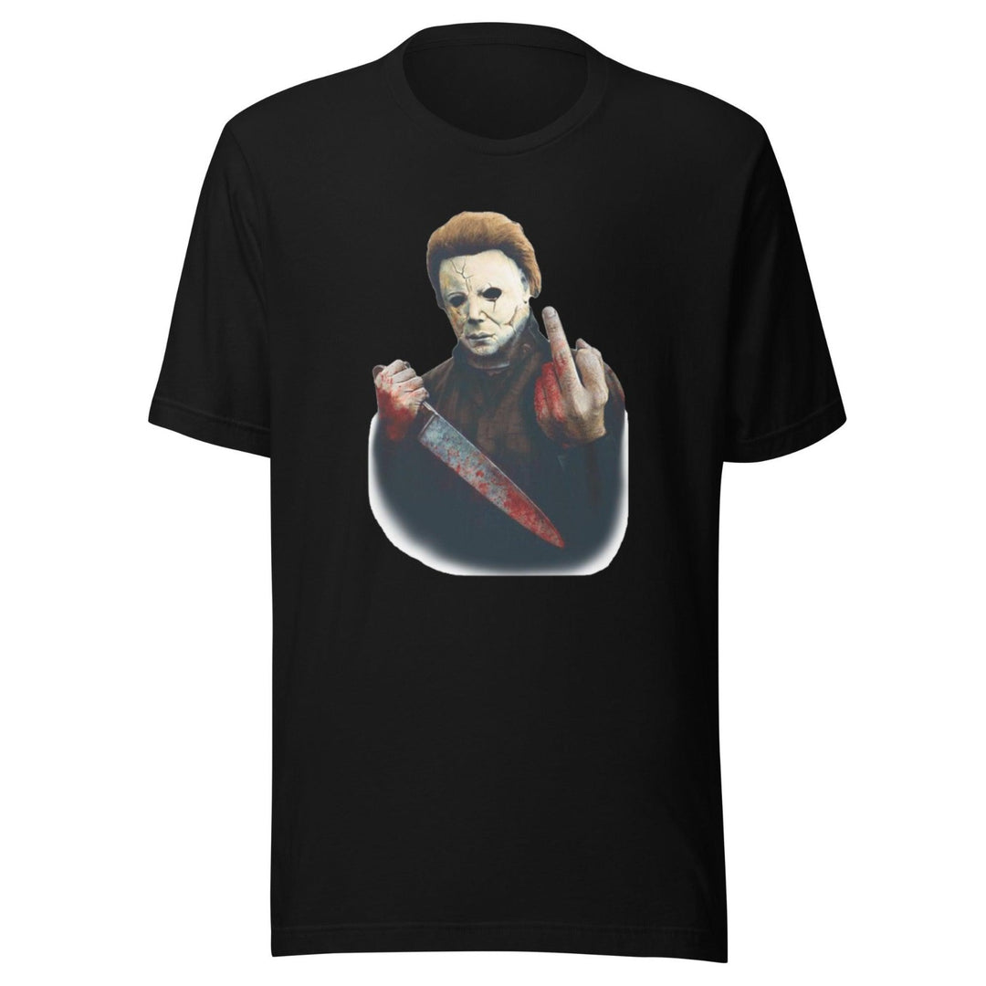 Horror Film T-shirt Mike Myers Giving The Bird Short Sleeve Unisex Crew Neck Top - TopKoalaTee