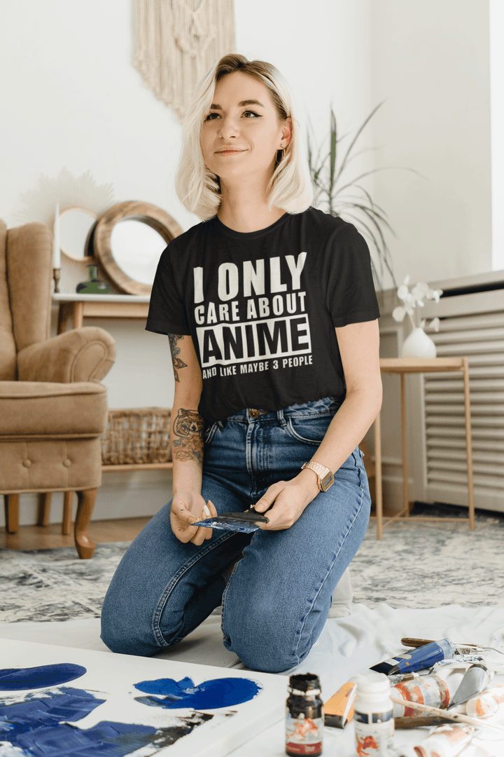 Humor T-Shirt I only Care About Anime and Like 3 Other People Short Sleeve Crewneck Unisex Top - TopKoalaTee