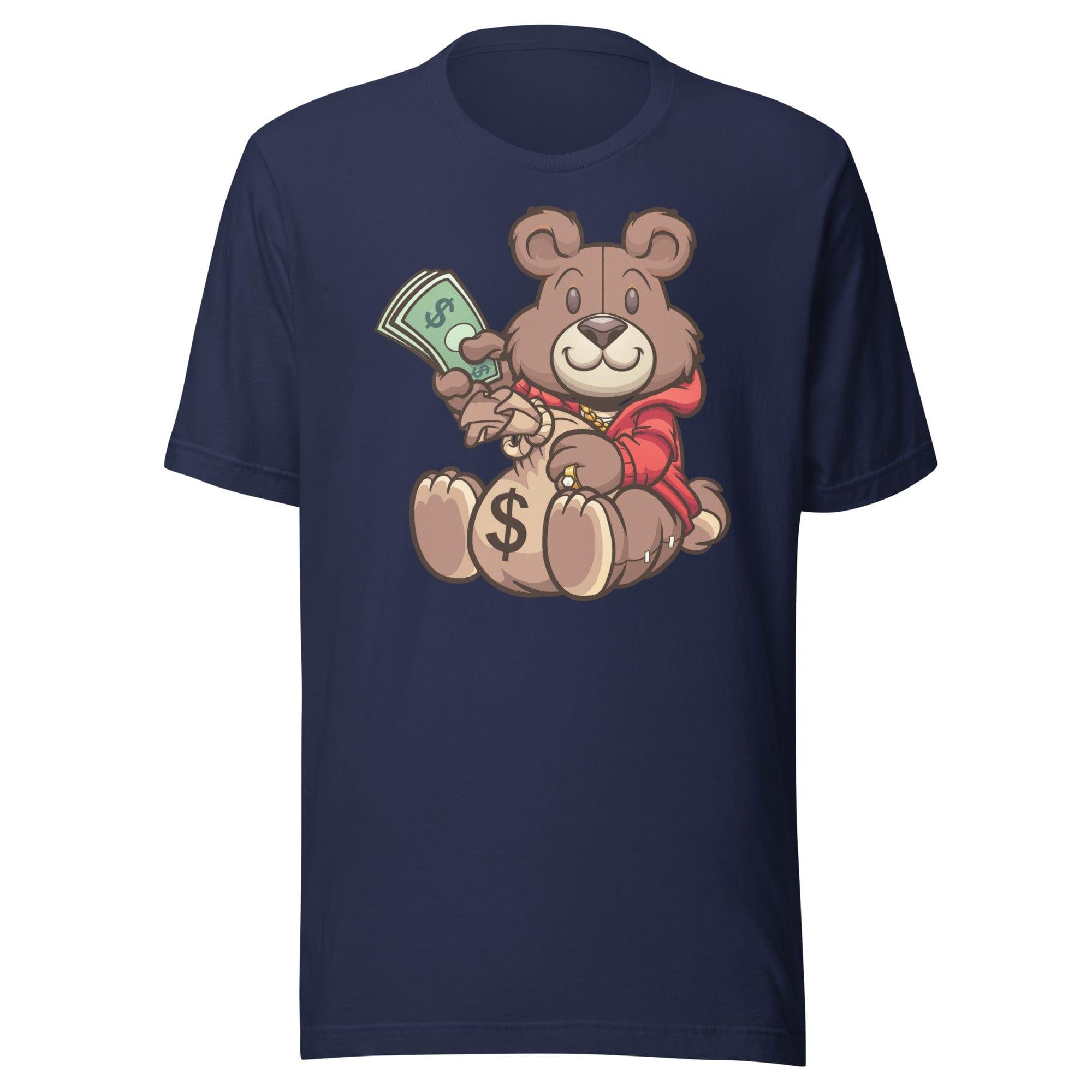 Hustler T-shirt Urban Teddy Bear Series Moneybags and Stacks of Cash Short Sleeve Unisex Top - TopKoalaTee