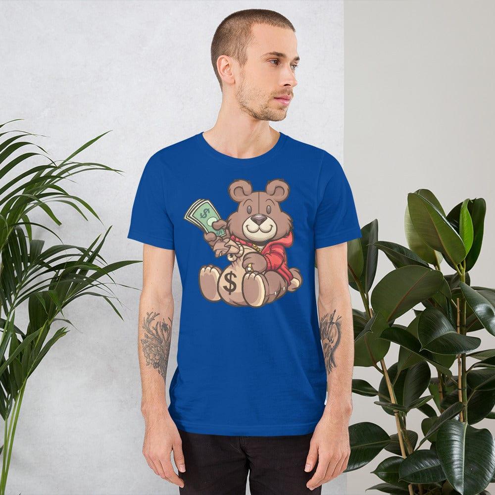 Hustler T-shirt Urban Teddy Bear Series Moneybags and Stacks of Cash Short Sleeve Unisex Top - TopKoalaTee