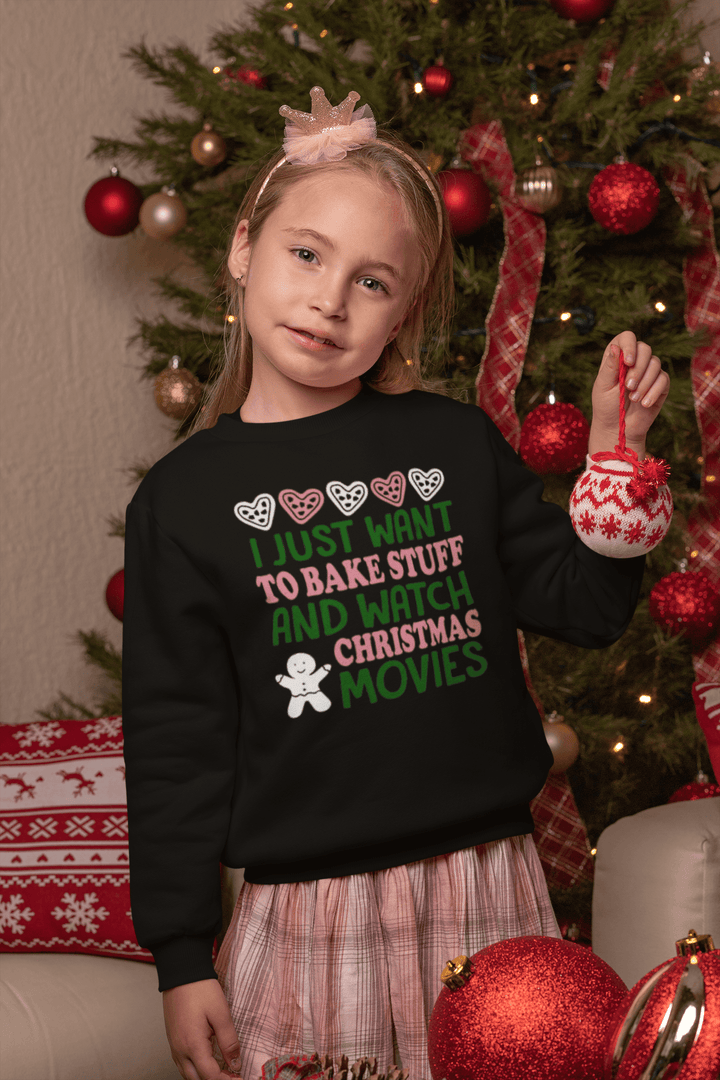 I Just Want To Bake Stuff And Watch Christmas Movies Ugly Christmas Sweater - TopKoalaTee