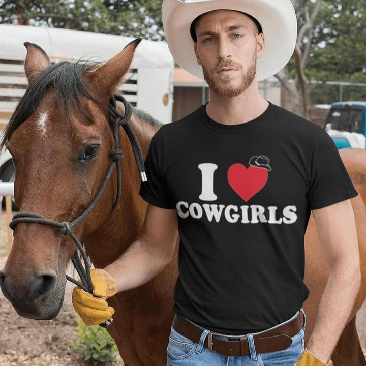 I Love Cowgirls Short Sleeve 100% Cotton Ultra Soft Unisex Crew Neck Top - TopKoalaTee