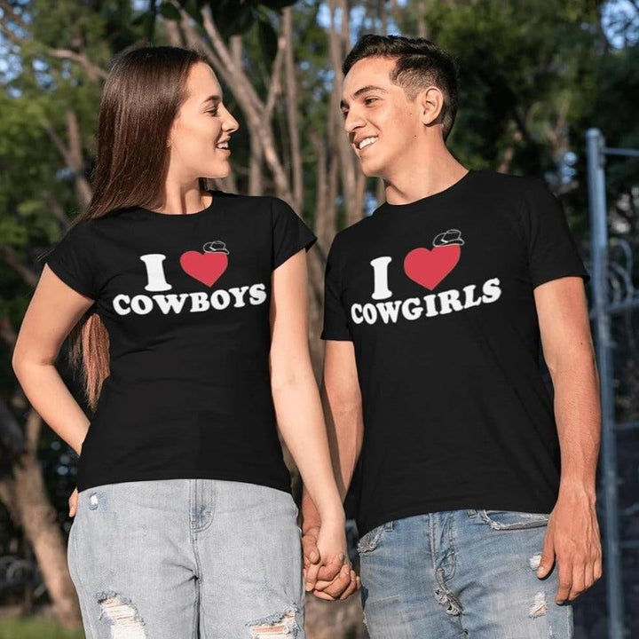 I Love Cowgirls Short Sleeve 100% Cotton Ultra Soft Unisex Crew Neck Top - TopKoalaTee