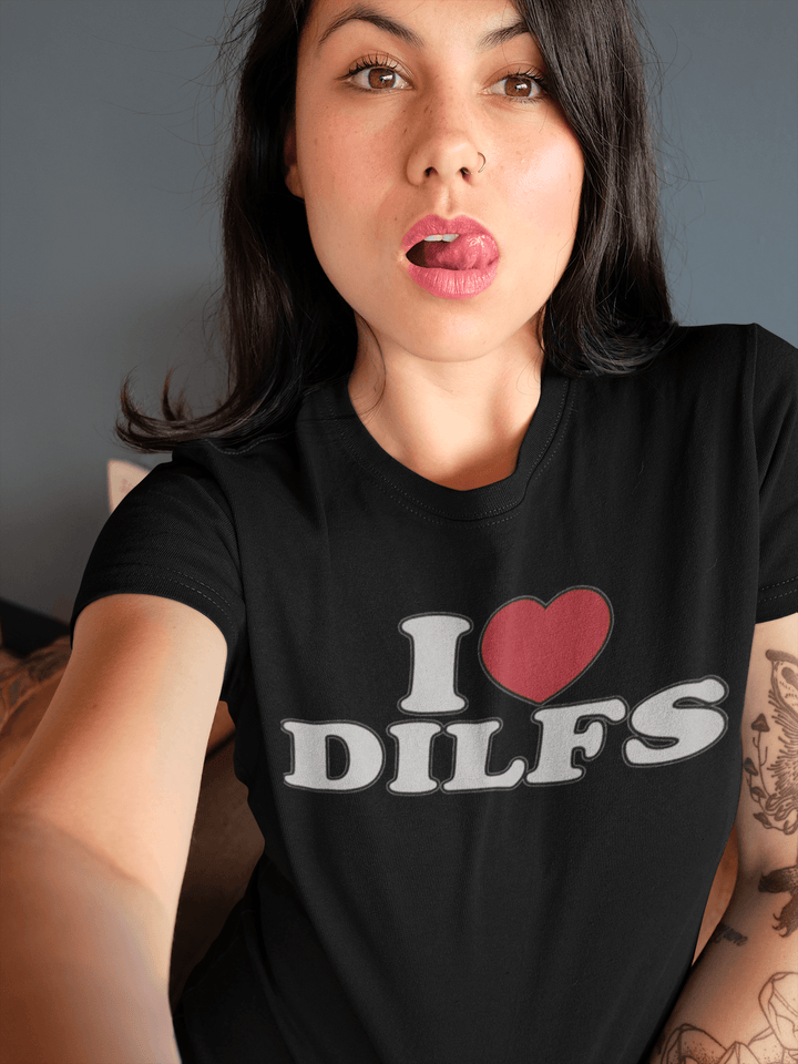 I Love Dilfs with Heart Shaped Love Short Sleeve Unisex Top - TopKoalaTee