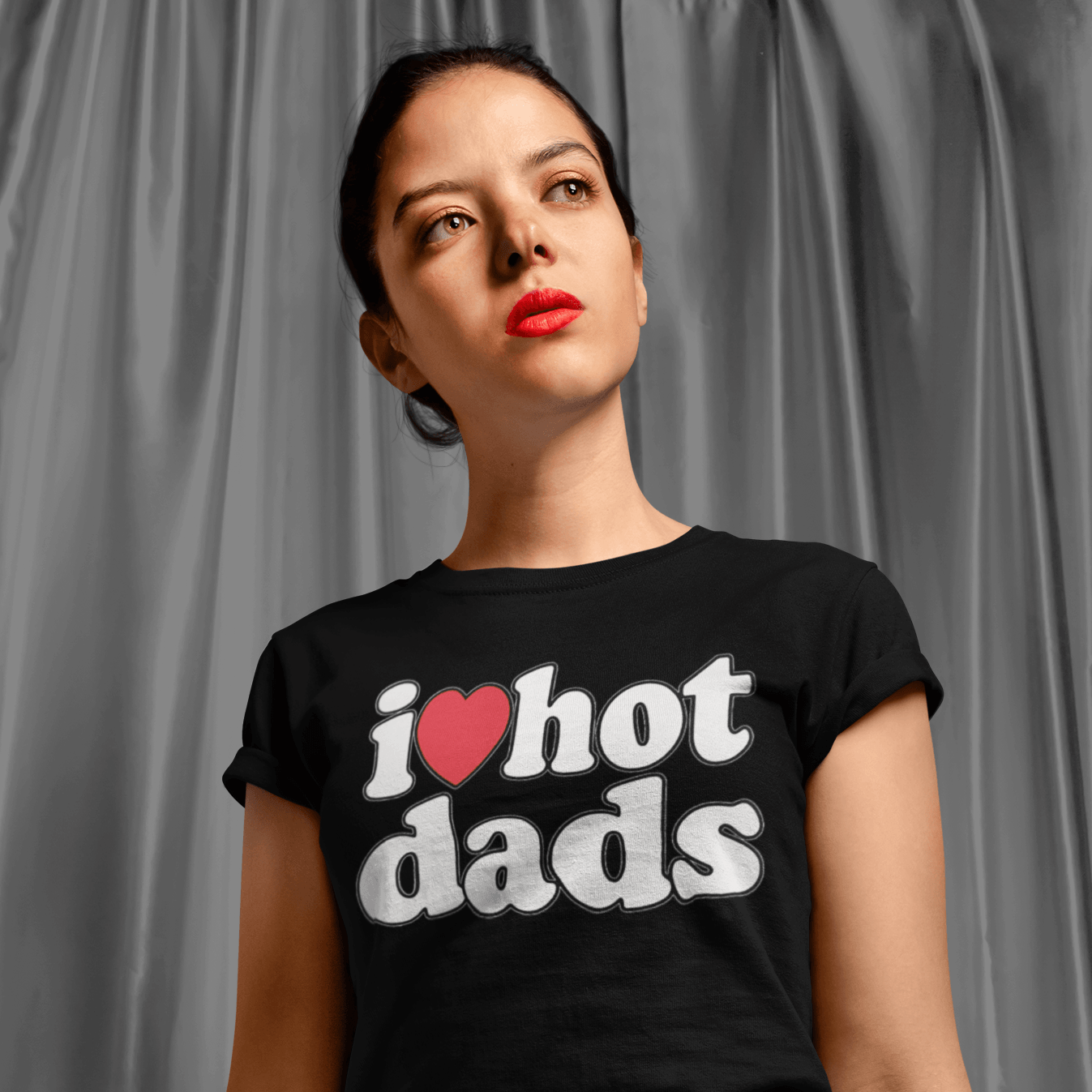 I Love Hot Dads T-shirt with Heart Shaped Love Short Sleeve Top - TopKoalaTee