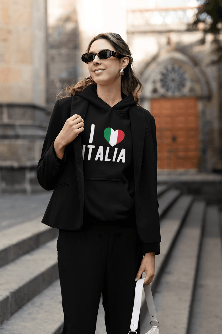 I Love Italia Hoodie Midweight Blennded Cotton Unisex Pullover - TopKoalaTee