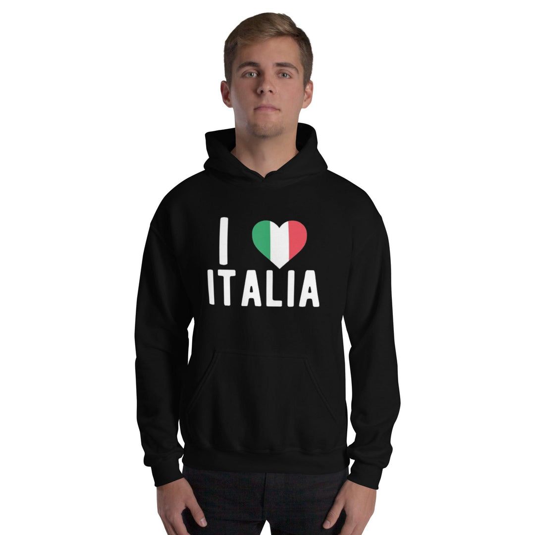 I Love Italia Hoodie Midweight Blennded Cotton Unisex Pullover - TopKoalaTee