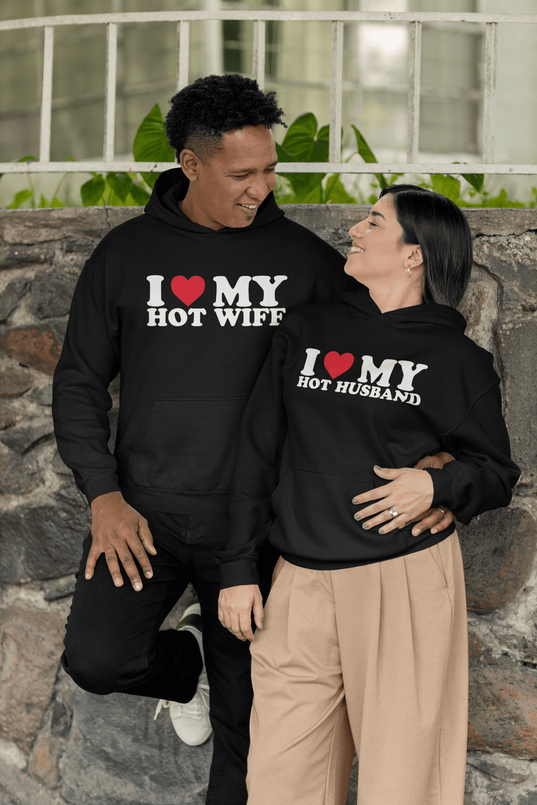 I Love My Hot Wife/Hot Husband Relationship Hoodie Set Blended Cotton Ultra Soft Pullover - TopKoalaTee