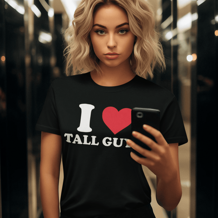 I Love Tall Guys Short Sleeve 100% Ultra Soft Cotton Crew Neck Top - TopKoalaTee