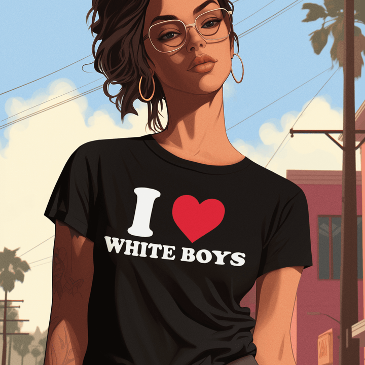 I Love White Boys Short Sleeve 100% Ultra Soft Cotton Unisex Crew Neck Top - TopKoalaTee