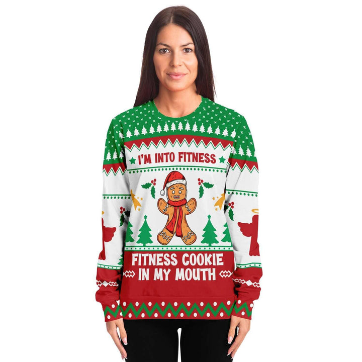 I'm into Fitness Fitness Cookie in my Mouth Unisex Ugly Christmas Sweatshirt - TopKoalaTee