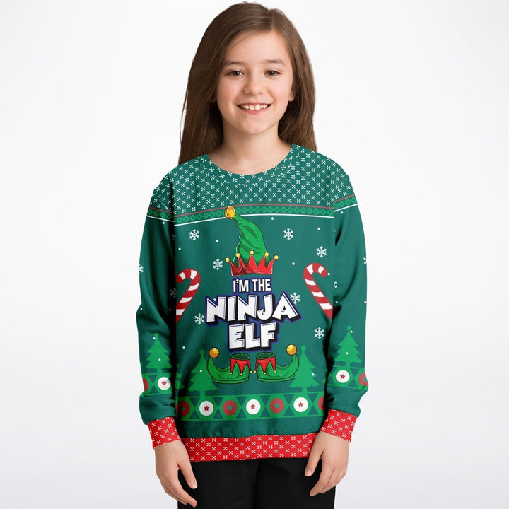 I'm the Ninja Elf Unisex Kids Ugly Christmas Sweatshirt - TopKoalaTee