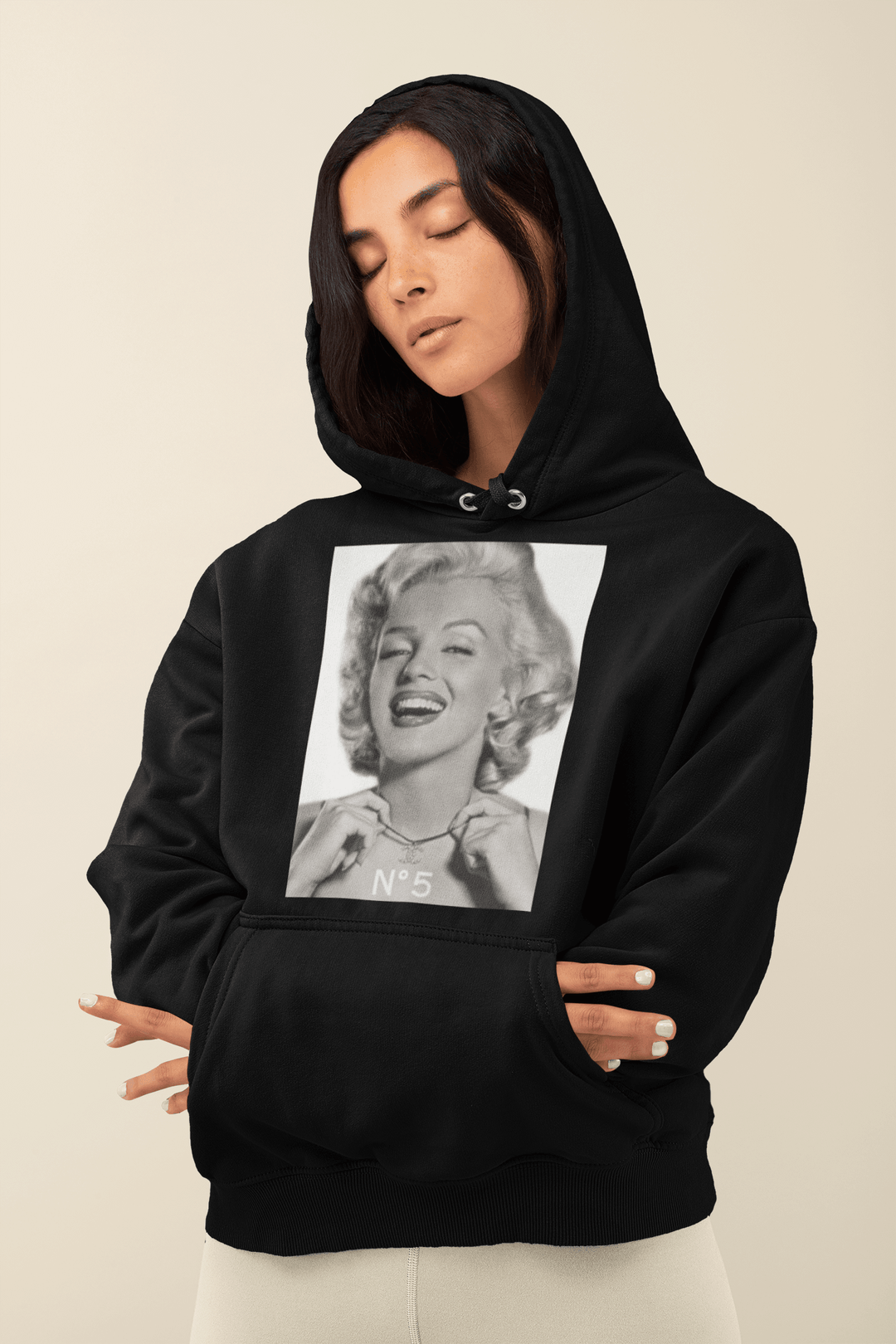 Soft Style Hoodie Iconic 50's Pin Up Girl Wearing Number 5 Portrait Top Koala Pullover - TopKoalaTee