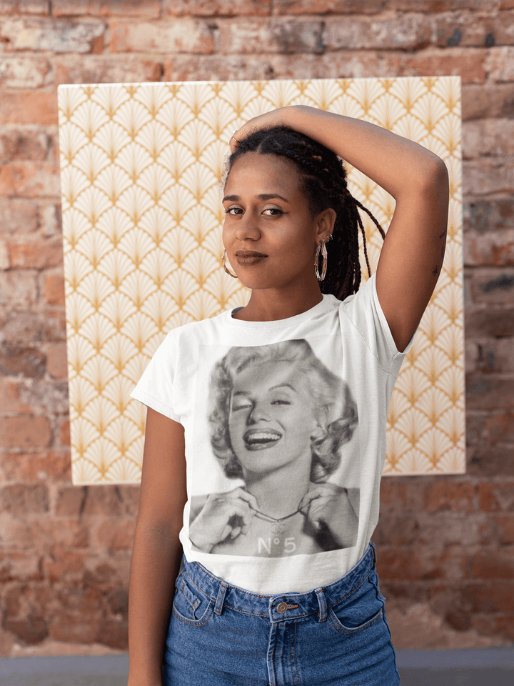 Iconic 50's Pinup Girl Portrait Wearing Number 5 Top Koala Soft Style Tee - TopKoalaTee