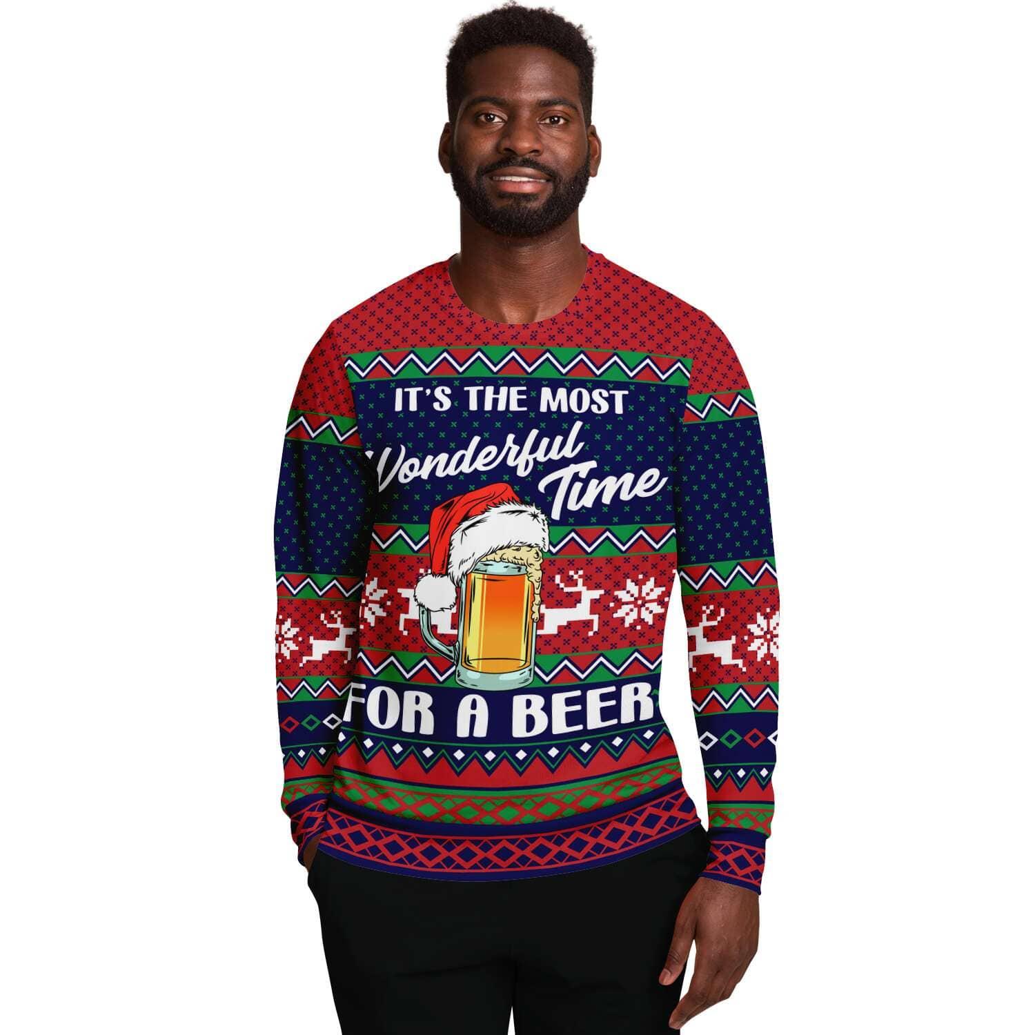 It's the most wonderful time for Beer Unisex Ugly Christmas Sweater - TopKoalaTee