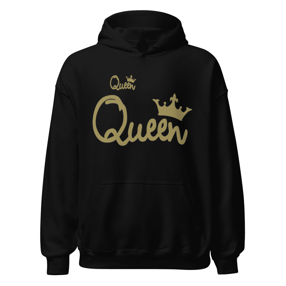 King in Gold Queen in Gold Script Relationship Hoodie Set Ultra Soft Blended Cotton Midweight Pullovers - TopKoalaTee