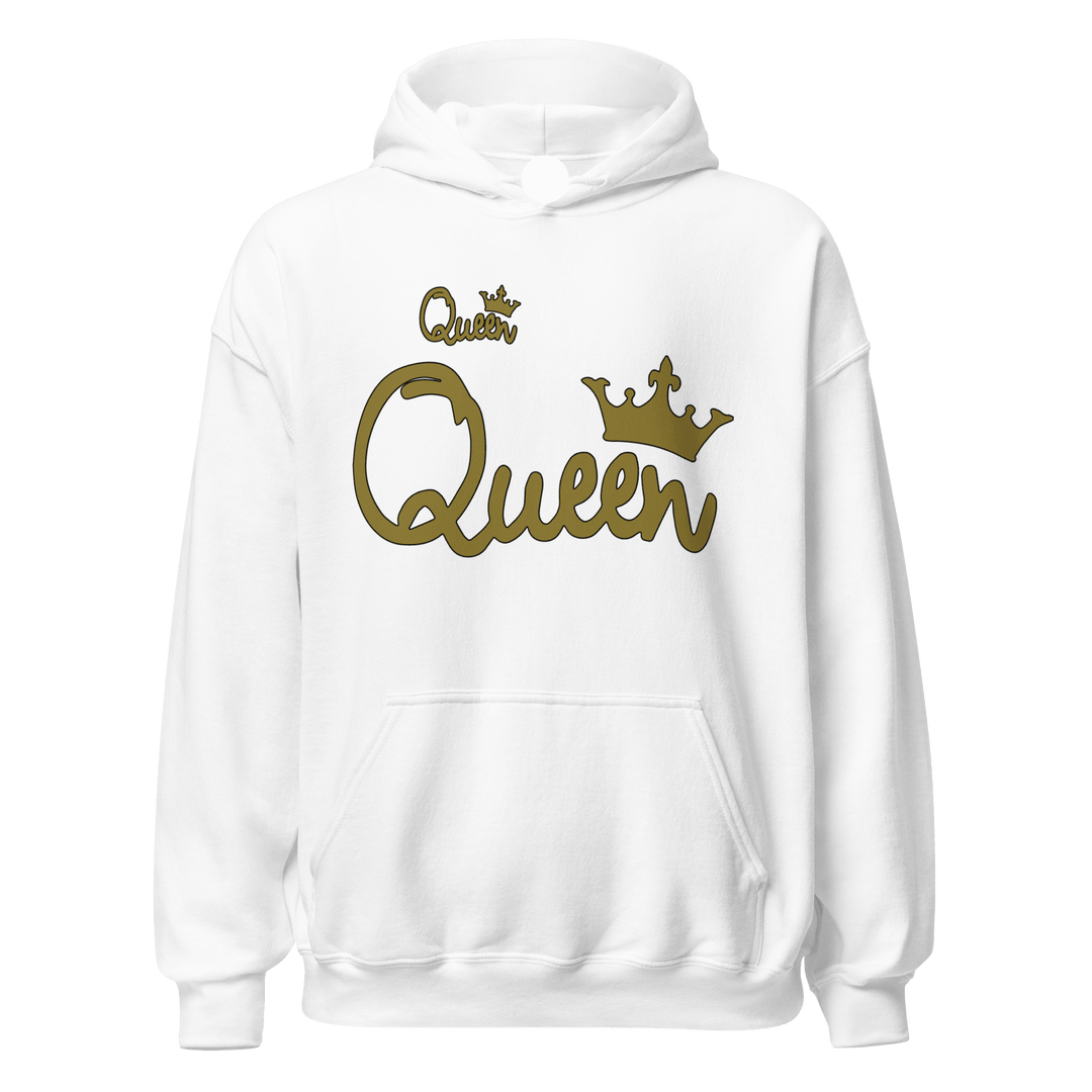 King in Gold Queen in Gold Script Relationship Hoodie Set Ultra Soft Blended Cotton Midweight Pullovers - TopKoalaTee