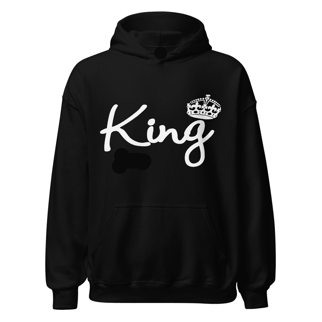 King/Queen in White Script Relationship Hoodies Set Ultra Soft Midweight Fabric Pullovers - TopKoalaTee