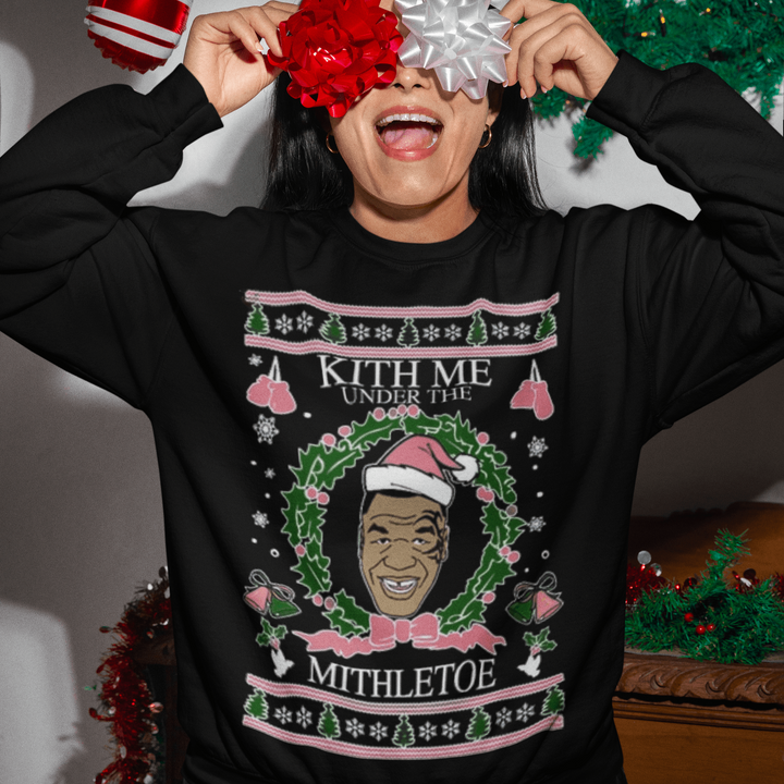 Kith Me Under The Mitheltoe Mike Tyson Top Koala Ugly Christmas Sweater - TopKoalaTee