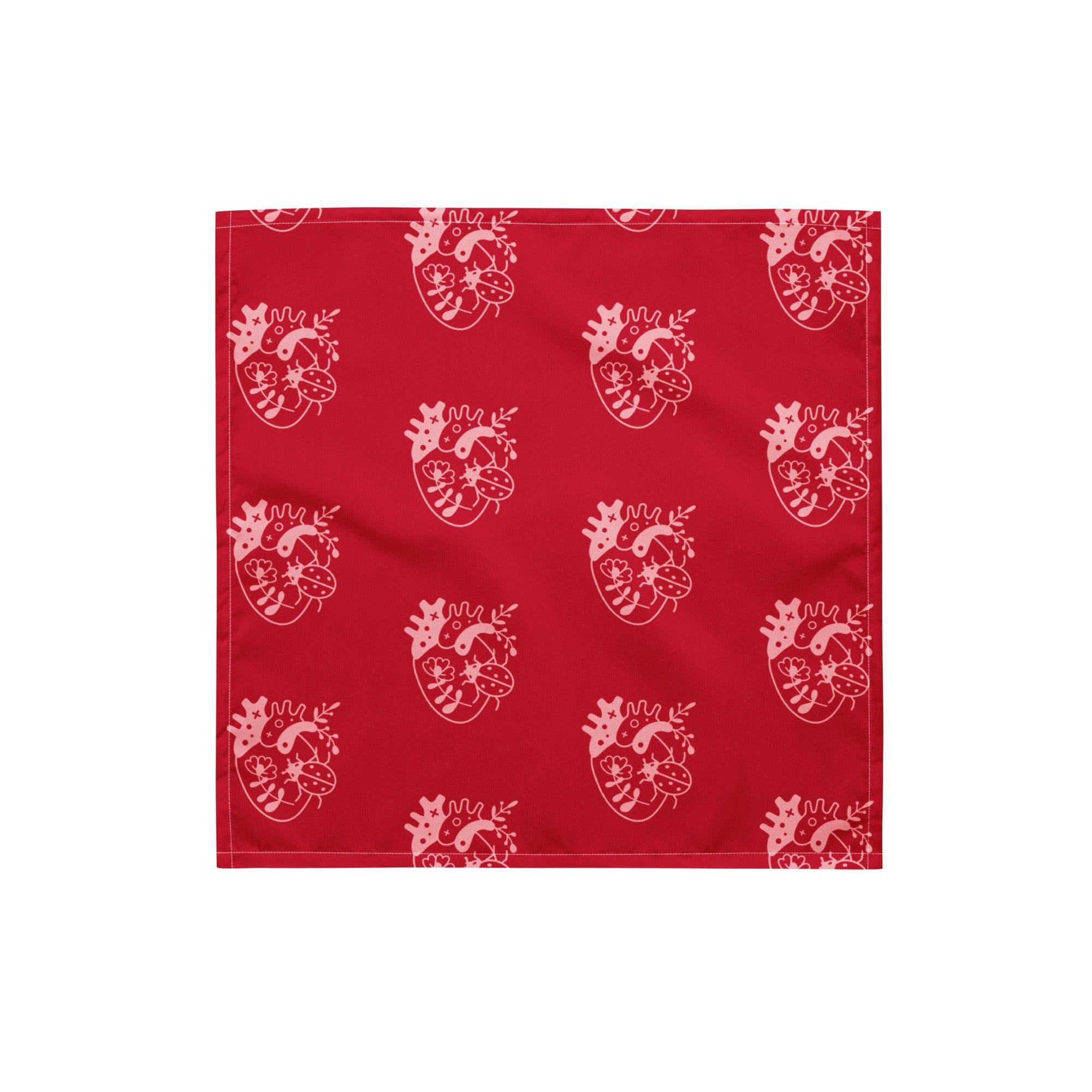Ladybug Shaped Hearts on Red Background Pattern Luxury Headband Neck Scarf - TopKoalaTee