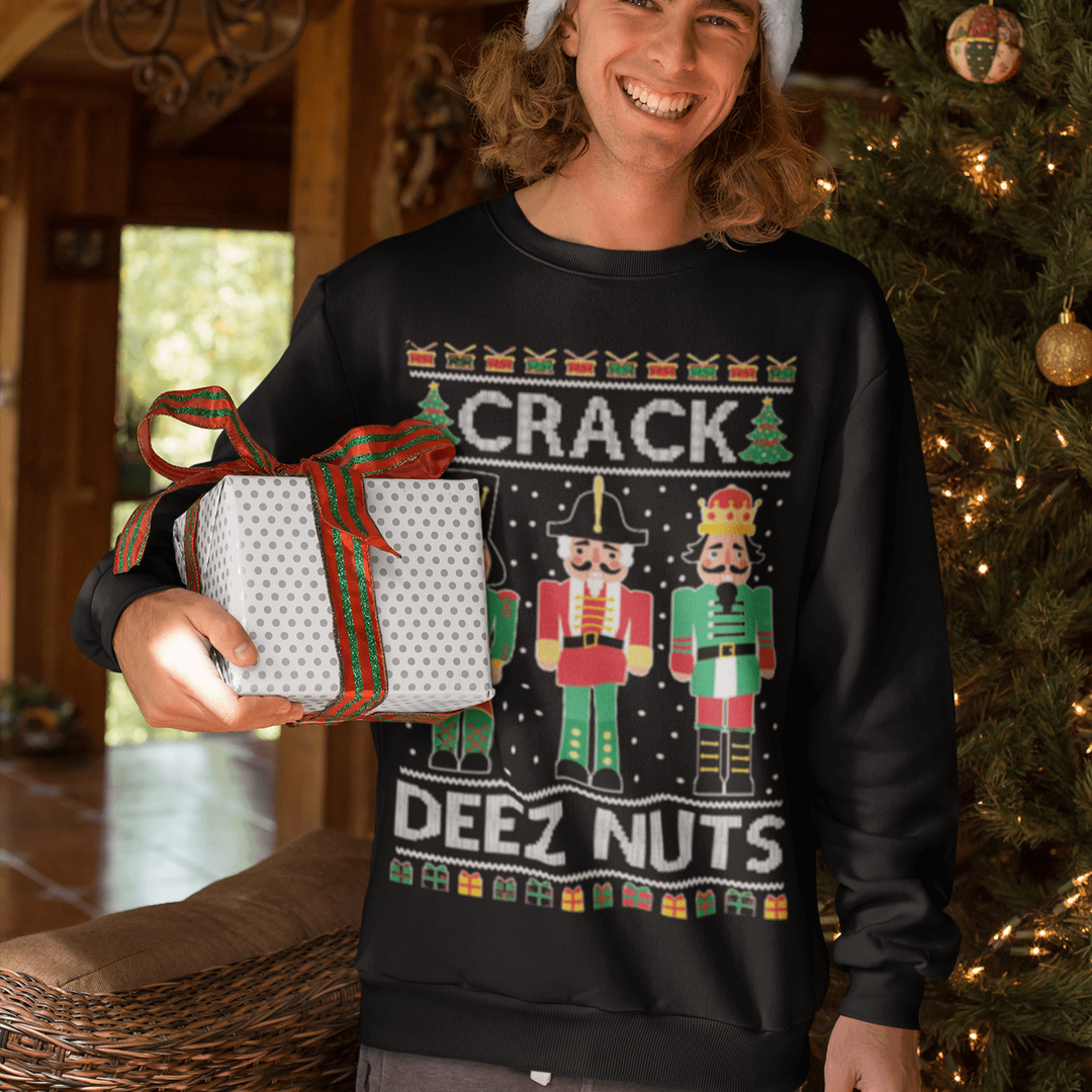 Crewneck Sweatshirt Top Koala Let's Crack These Nutz Ugly Christmas Sweater - TopKoalaTee