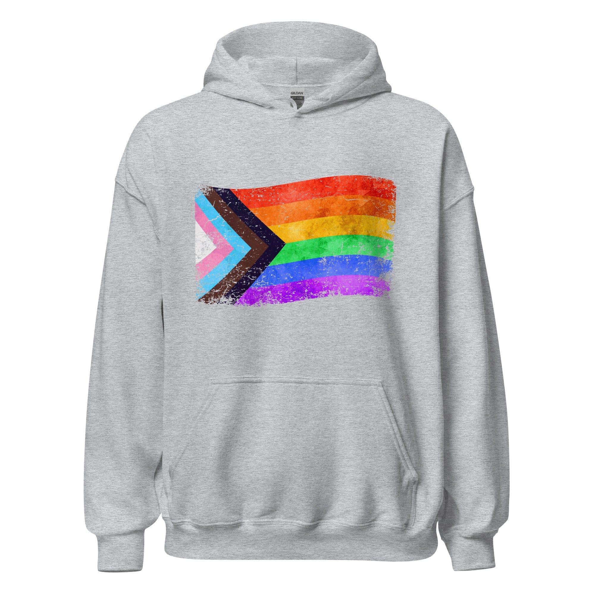 LGBTQ Hoodie Faded Colorful Gay Pride Flag - TopKoalaTee