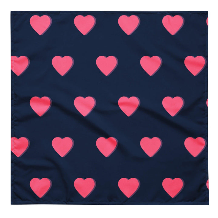 Love Pink Hearts Pattern on Blue Background Luxury Neck Scarf Bandana - TopKoalaTee