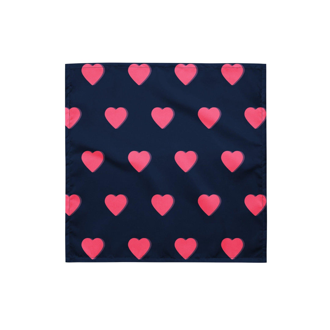 Love Pink Hearts Pattern on Blue Background Luxury Neck Scarf Bandana - TopKoalaTee