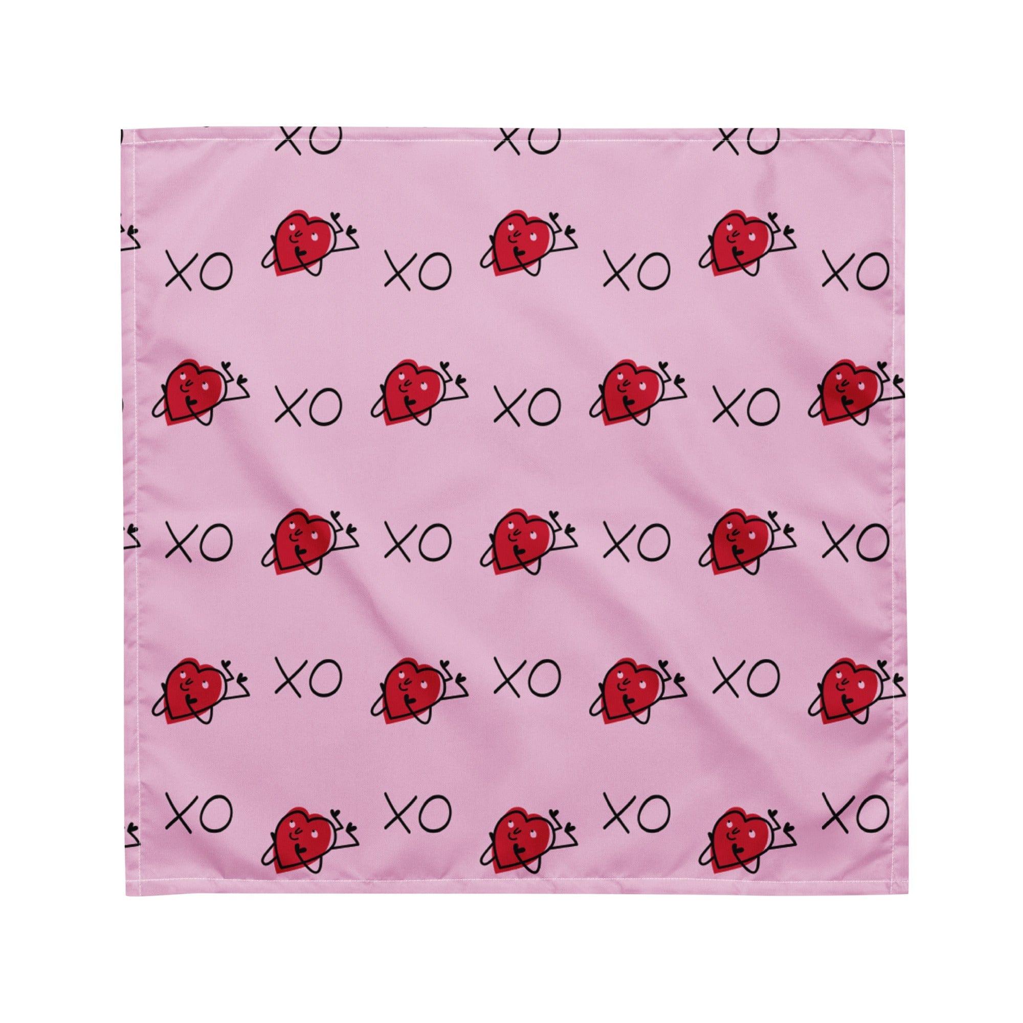 Love XOXO Heart Pattern on Pink Background Designer Bandana Neck Scarf - TopKoalaTee