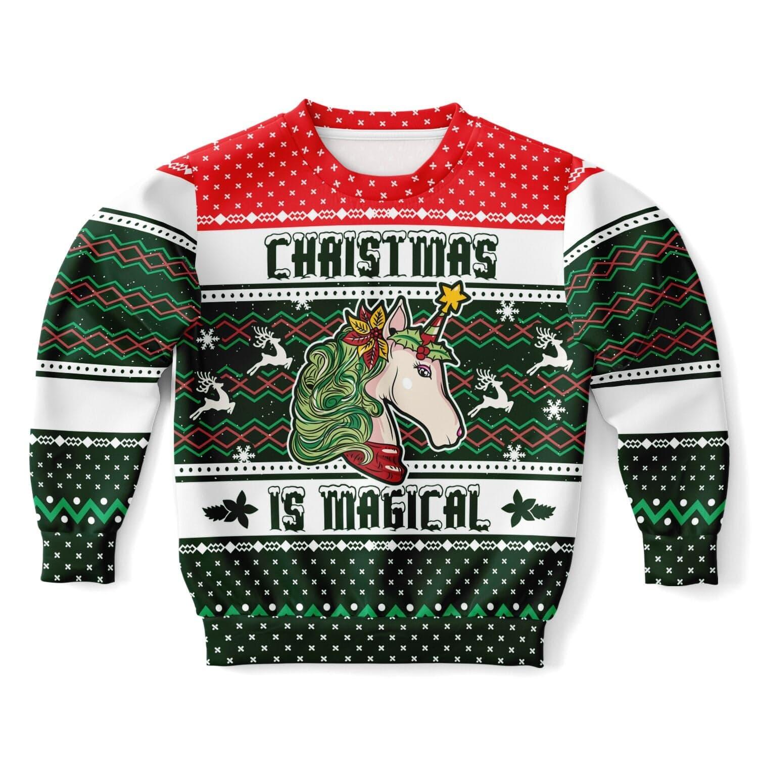 Magical Unicorn Kids Unisex Ugly Christmas Sweatshirt - TopKoalaTee