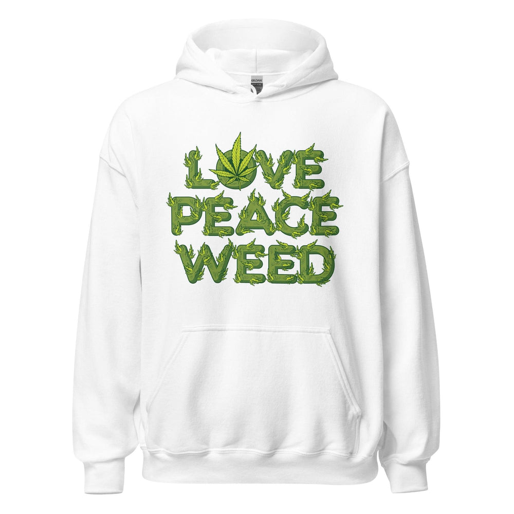 Marijuana Hoodie Love Peace and Weed in Marijuana Leaves Unisex Pullover - TopKoalaTee