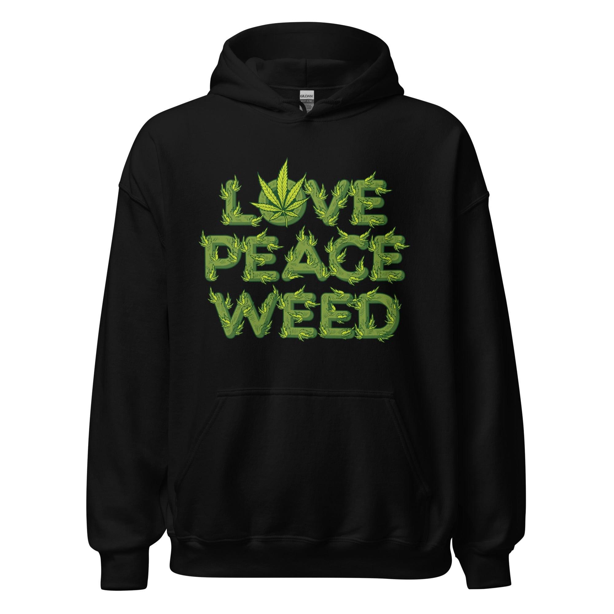 Marijuana Hoodie Love Peace and Weed in Marijuana Leaves Unisex Pullover - TopKoalaTee