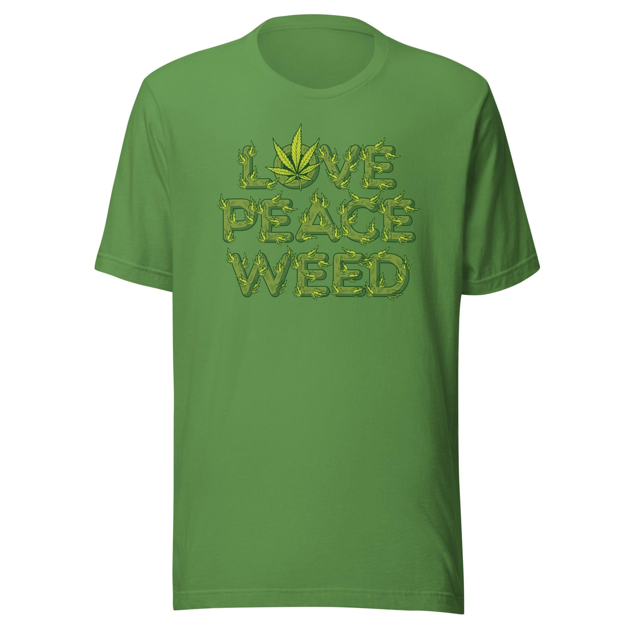 Marijuana T-shirt Love Peace Weed in Marijuana Leaves Short Sleeve Unisex top_ Top Koala Tee - TopKoalaTee