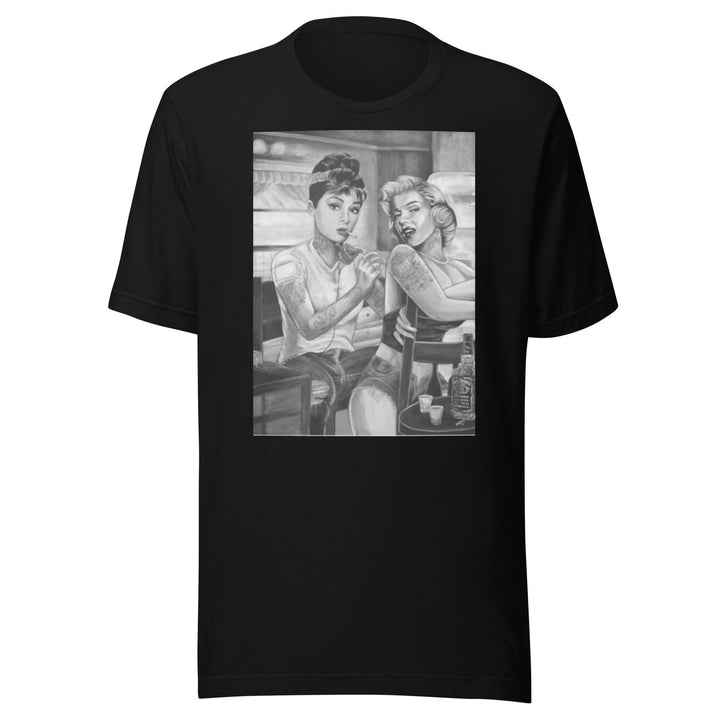 Marilyn And Audrey At Tattoo Parlor Short Sleeve 100% Cotton Crew Neck Top - TopKoalaTee