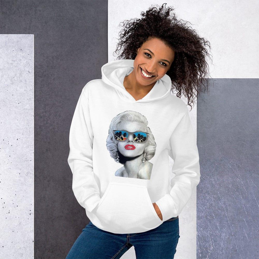 Marilyn Monroe Hoodie Pop Culture Actresses Portrait with Ray Ban Mirrored Sunglasses Unisex Pullover - TopKoalaTee