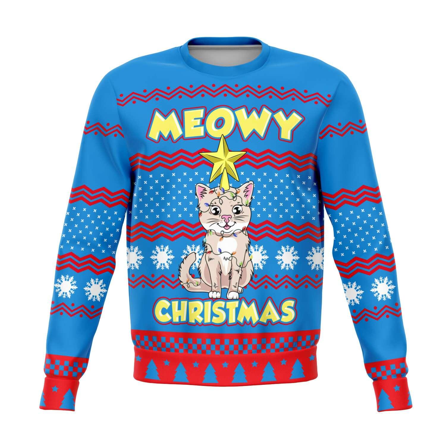 Meowy Christmas Unisex Ugly Christmas Sweatshirt