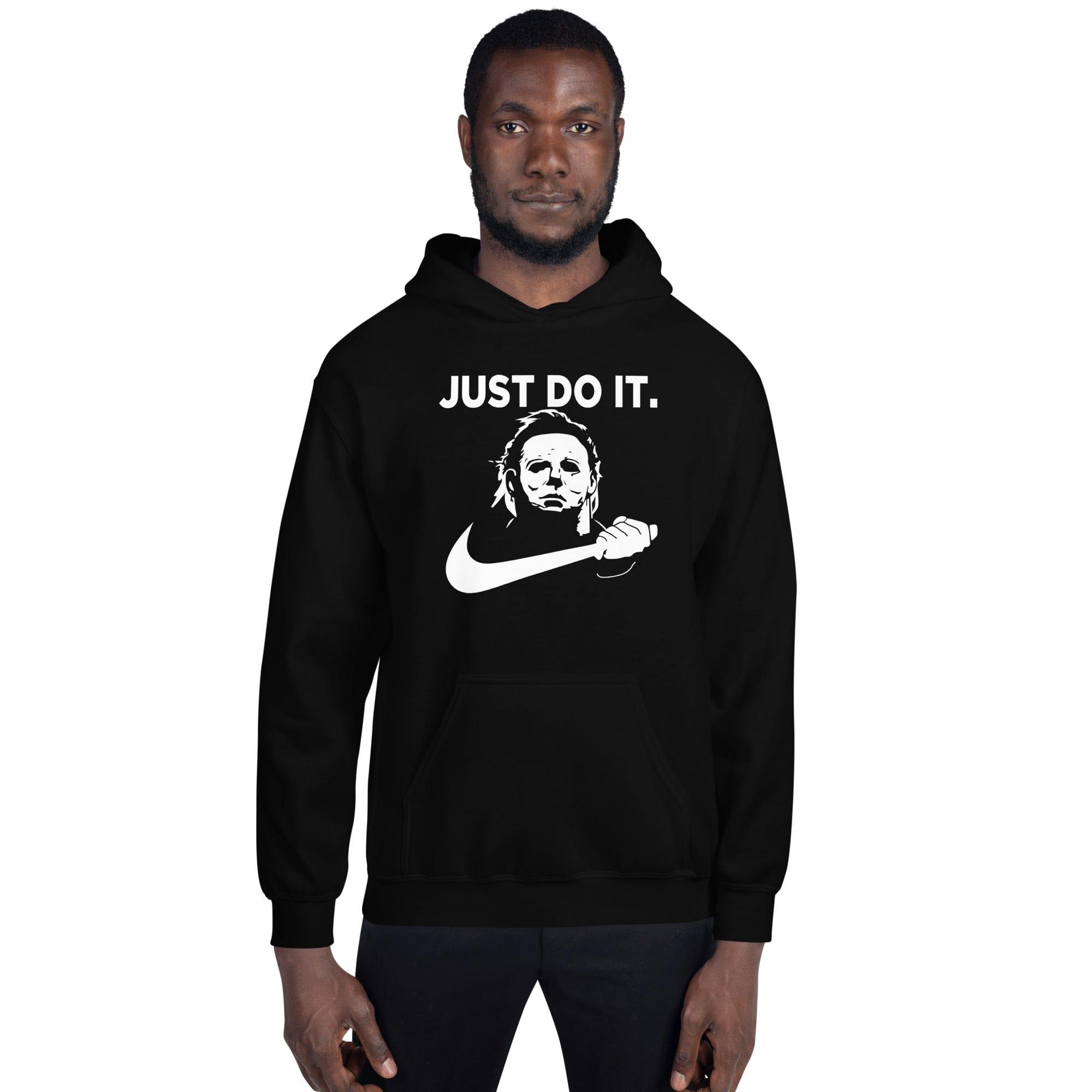 Mike Myers Hoodie Holding Large Marchetti Shaped Nike Logo Just Do It Unisex Pullover - TopKoalaTee