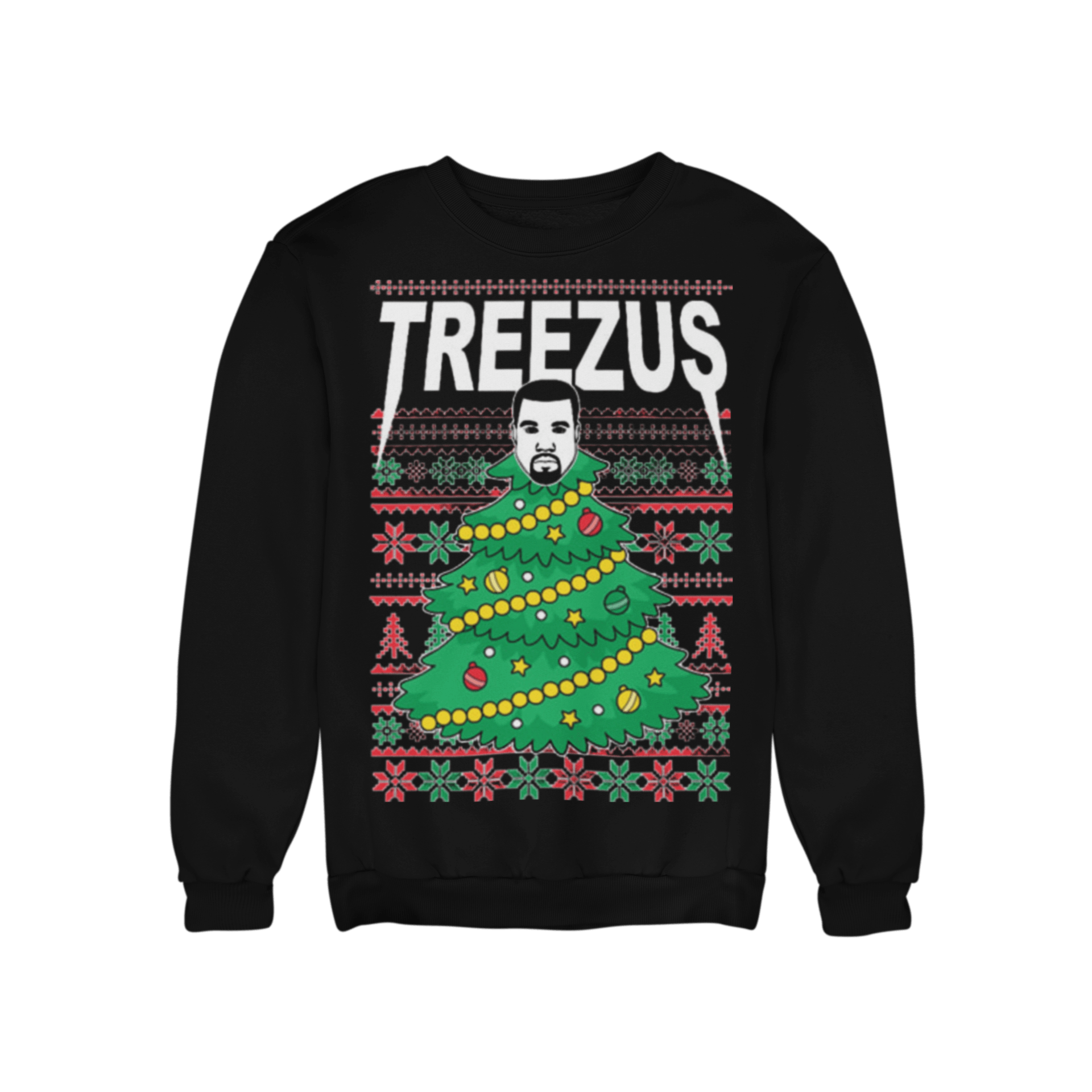 Black Medium Treezus Omari Ugly Christmas Sweater - TopKoalaTee
