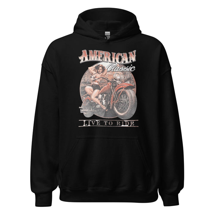 Motorcycle Hoodie American Classic Live to Ride Midweight Top Koala Pullover - TopKoalaTee