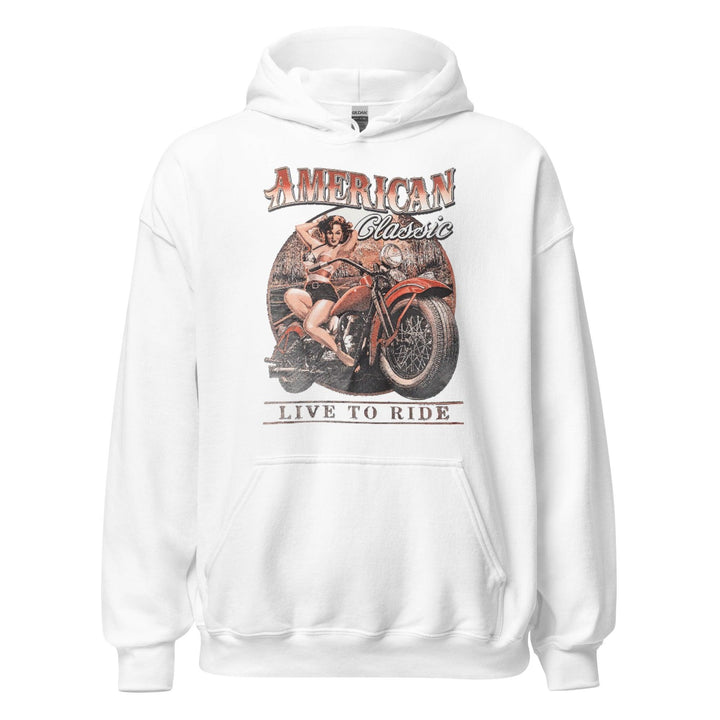 Motorcycle Hoodie American Classic Live to Ride Midweight Top Koala Pullover - TopKoalaTee