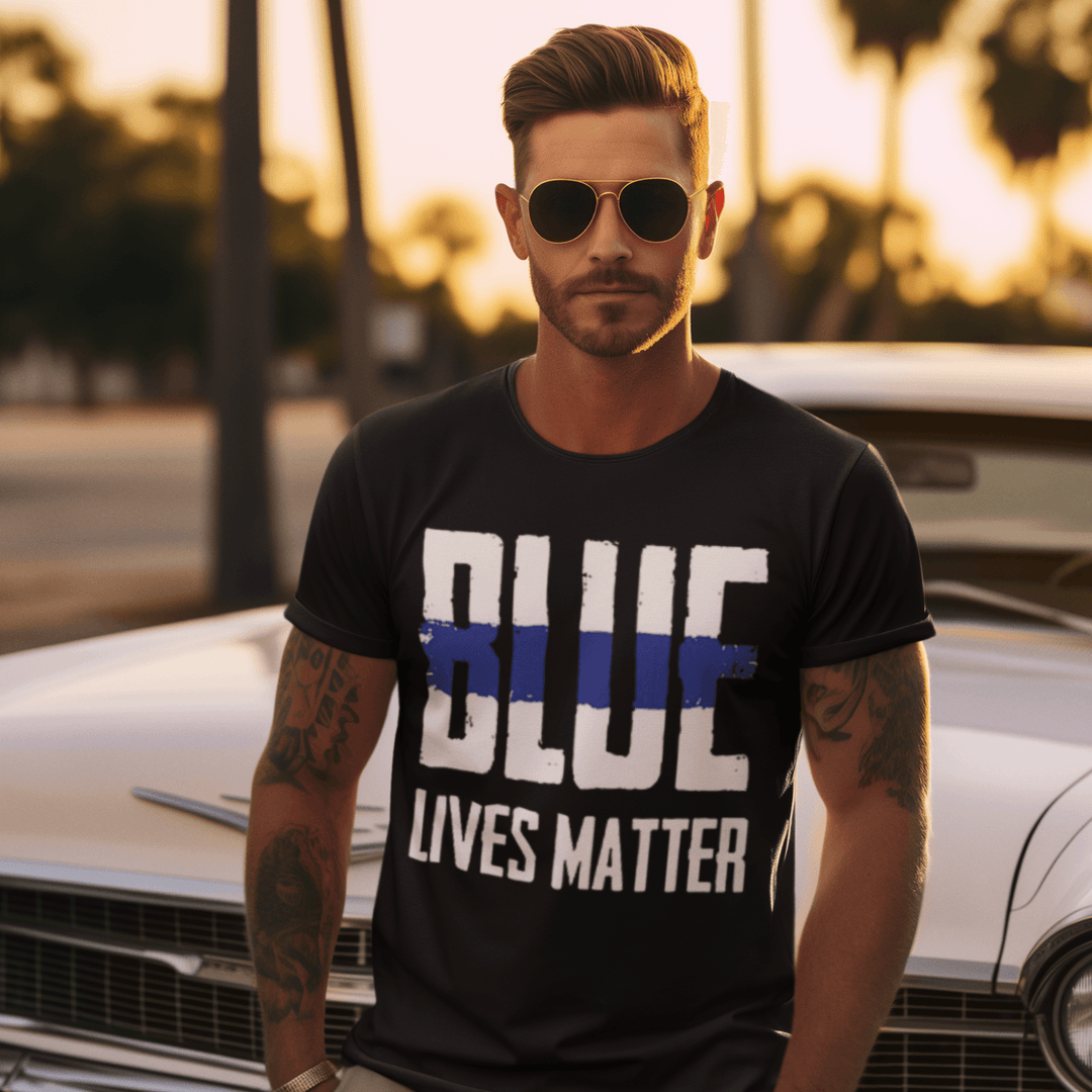 Occupation T-shirt Blue Lives Matter Short Sleeve 100% Cotton Unisex Crew Neck Top - TopKoalaTee